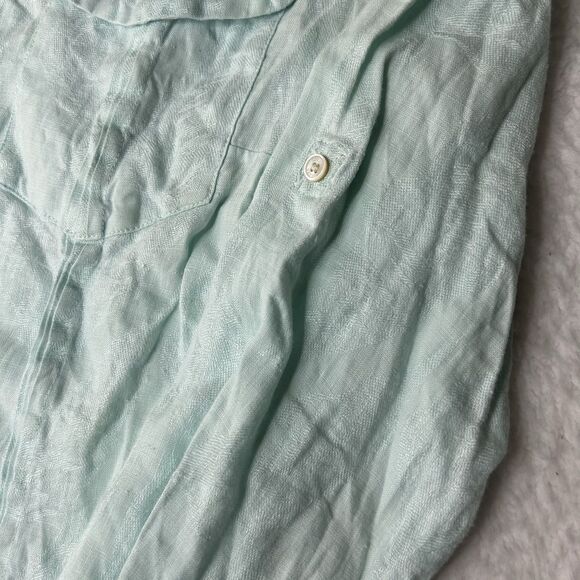 Tommy Bahama XS Women’s Linen Roll Tab Button Up Long Sleeve Light Blue Green - Picture 2 of 4